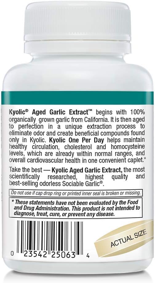 Kyolic Aged Garlic Extract One Per Day Cardiovascular Formula, 60 Vegetarian Caplets: Health & Personal Care