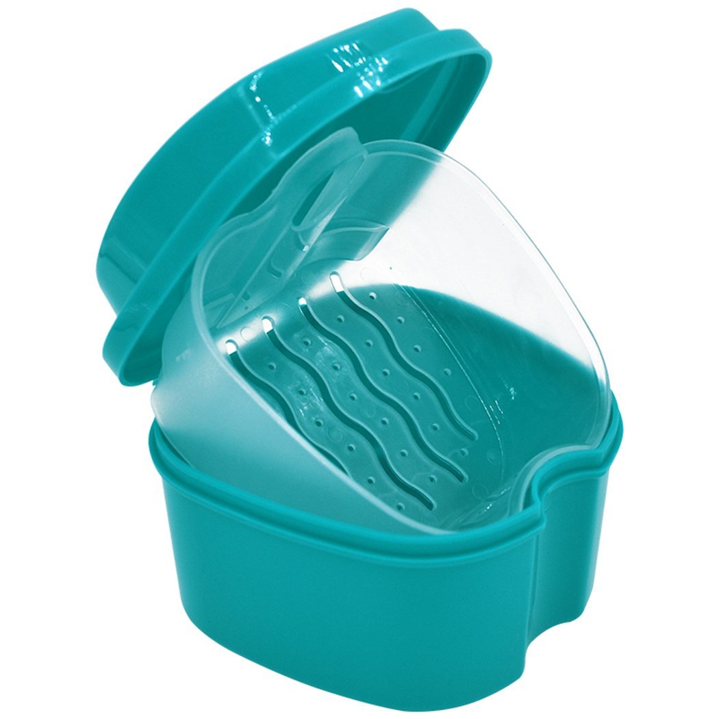 Denture Bath Box Case, Hatisan False Teeth Storage Box with Hanging Net Container, Premium Mouth Guard Box with Cleaning Brush (2Pcs) …: Health & Personal Care