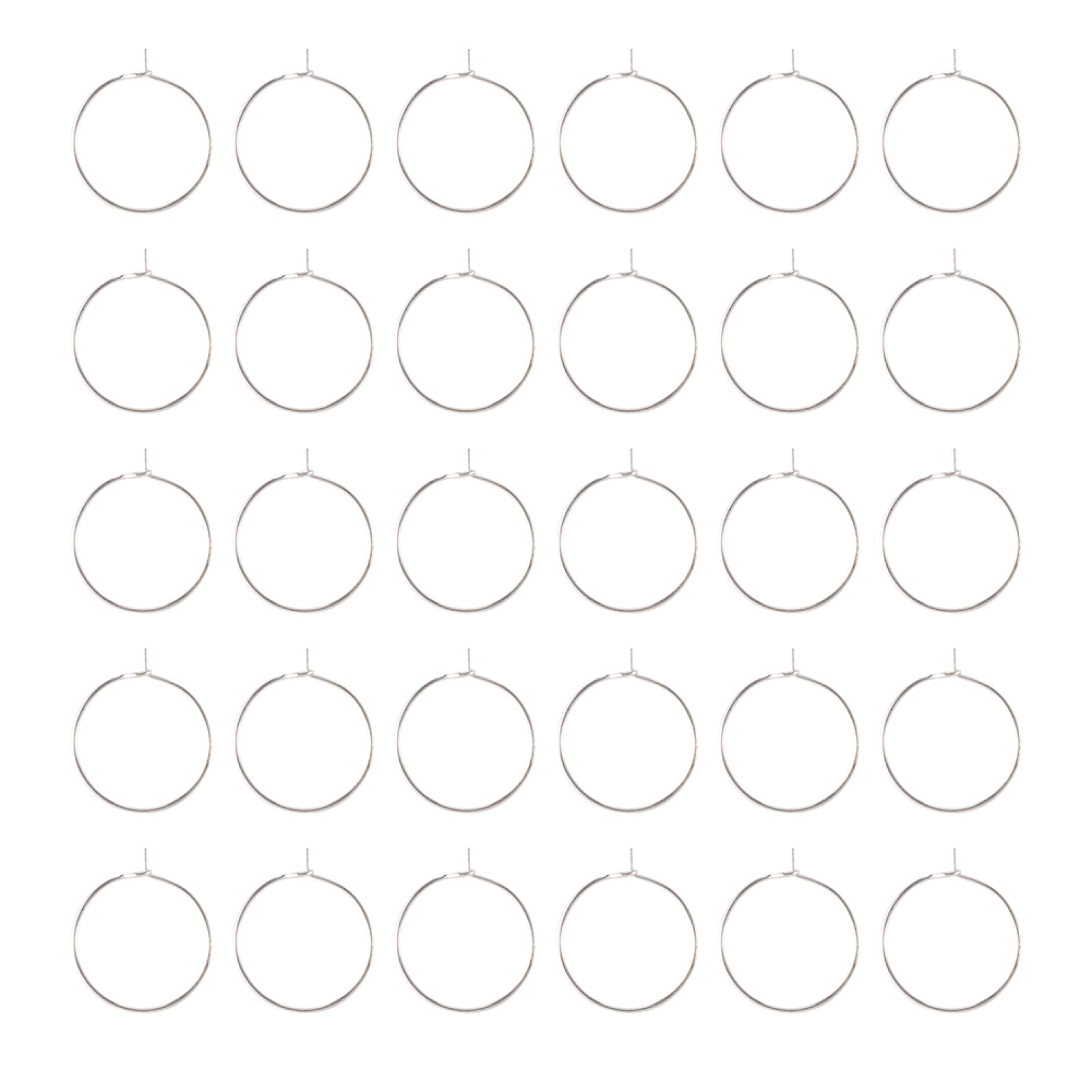 Craftdady 50pcs Silver Plated Brass Wine Glass Charm Rings 20mm Beading Hoop Earring for Wedding Party Decorations Jewelry Making