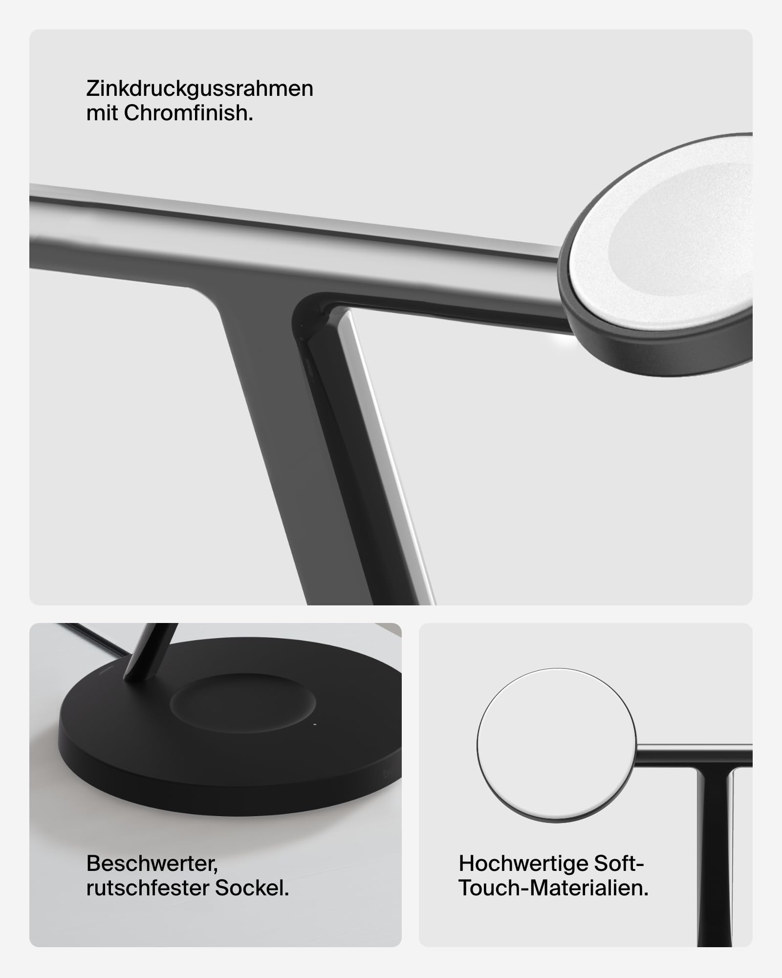 Belkin BoostCharge Pro 3-in-1 Qi2 Kabelloses Ladegerät, MagSafe-Kompatibles Ladegerät, Induktive Ladestation für die Apple iPhone 17, Air, 16, Pixelsnap, Apple Watch, AirPods, inkl. Netzteil – Schwarz 6