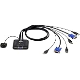 ATEN CS22U 2-Port USB VGA Cable KVM Switch with Remote Port Selector