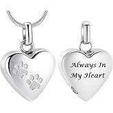 zeqingjw Pet Cremation Jewelry for Ashes for Dog/Cat Heart Urn Necklace for Ashes with Mini Keepsake Urn Memorial Ash Jewelry