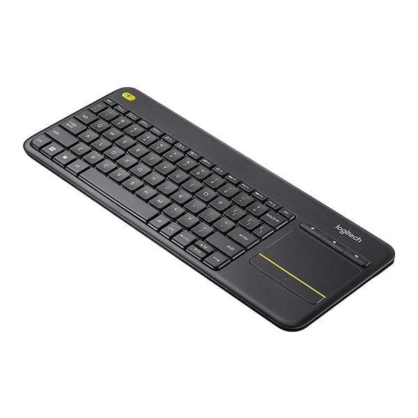 LOGITECH K400 PLUS WIRELESS TOUCH TV KEYBOARD WITH EASY MEDIA CONTROL AND BUILT-IN TOUCHPAD, HTPC KEYBOARD FOR PC-CONNECTED TV, WINDOWS, ANDROID, CHROMEOS, LAPTOP, TABLET – BLACK