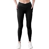 Pobodo Women's V-Waist Yoga Leggings with Pockets - Tummy Control Seamless Workout Pants
