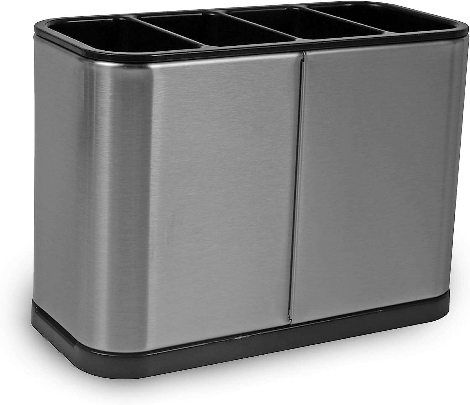 FIZZYBERRIES Kitchen Cutlery Holder Utensil Storage Organizer – Stainless Steel – Anti-Slip – Water Draining Design – Easy to Clean – Silver