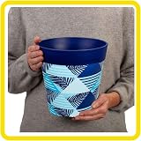Hum Flowerpots Set of 3 22 cm Indoor Outdoor Plastic Pots Geometric Patterned view 3