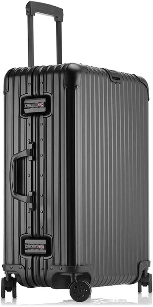 Trolley case- Student Aluminum-Magnesium Alloy Suitcase Lock Box, Men and Women Type Universal Wheel Trolley Case Boarding Suitcase (Color : Black, Size : 20in)