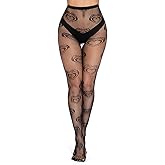 Leegmvse Sexy Fishnets for Women Girls Patterned Fishnet Tights High Waist Heart Fishnet Tights Halloween Party Net Stockings