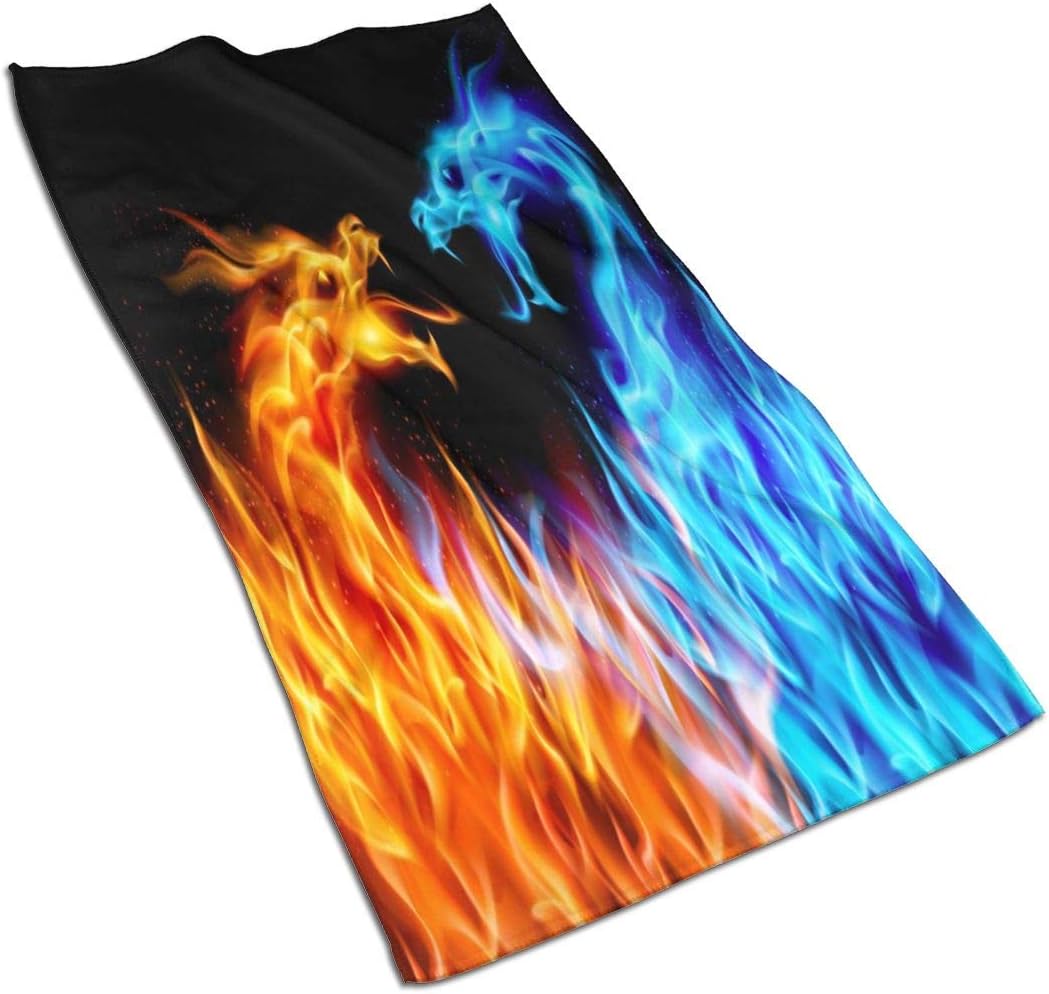 Delerain Fiery Dragons Hand Towel, Microfiber Bath Towels Lightweight Soft Highly Absorbent Washcloth for Bathroom Gym Sports Spa Travel Camping (27.5" x 15.7")