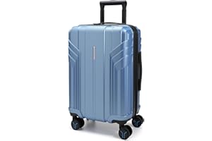 BAGSMART Expandable Carry On Luggage 22x14x9 Airline Approved, 1OO% PC Lightweight Hard Shell Suitcase, 20 Inch Travel Luggage with Spinner Wheels, Waterproof Rolling Suitcase,Blue