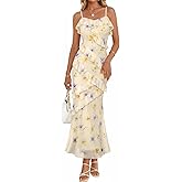 MEROKEETY Spring Wedding Guest Dress for Women 2026 Summer Floral Cocktail Party Beach Vacation Ruffle Bodycon Maxi Dresses