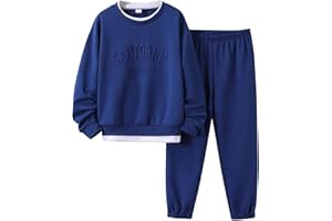 Voxikidio Kids Boys Clothes 3D Letter Print Long Sleeve Sweatshirt & Pant 2PCS Fall Outfits Size 6-12 Years