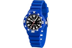 SOCICO Children Analog Watch for Boys Girls Waterproof Time Teaching Watch with Soft Band Learning Time Wrist Watch Easy to Read for Kids Great Gifts