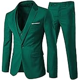 Cloudstyle Mens 3-Piece Suit Notched Lapel One Button Slim Fit Formal Jacket Vest Pants Set