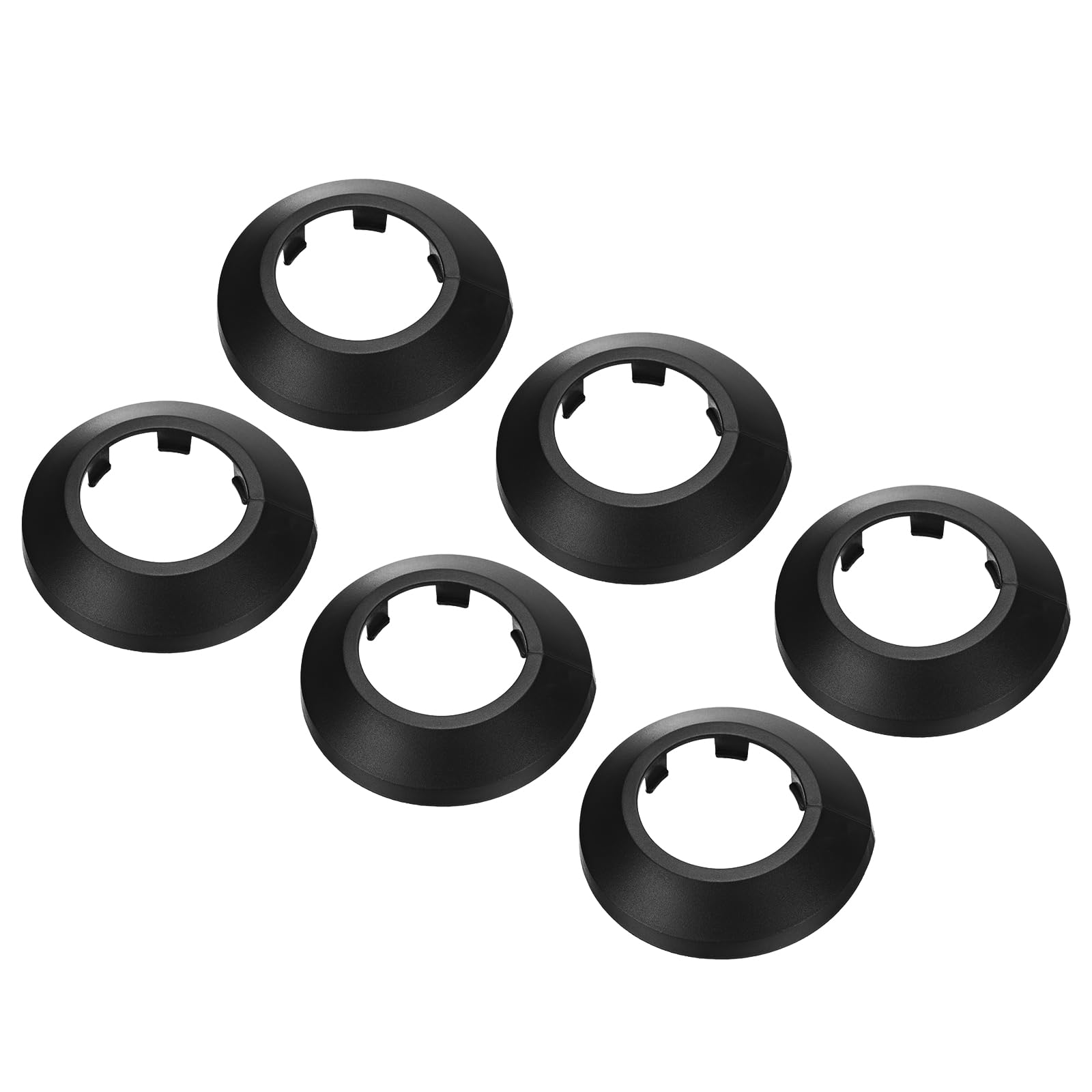 PATIKIL Water Pipe Cover Decoration Fit 1.69"/43mm, 6Pcs Flange Water Pipe PP Plastic Escutcheon Plate Collar Drain Line Cover Radiator for Wall Pipe Tube Decor, Black