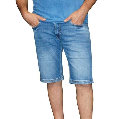HERO BY JOHN MEDOOX Herren Denim Bermuda Stretch Jeans Hose Short Outdoorjeans - Blue Used Wash