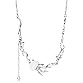 Plikin Jellyfish Pendant Necklace Stainless SteelUnique Ocean-Inspired Jewelry for Beach Lovers