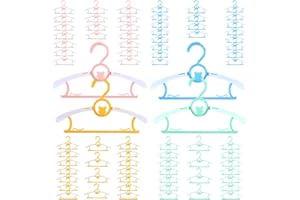 MJRASG Baby Hangers for Nursery Closet 80 Pack Plastic Kids Clothes Hanger Space Saving Non Slip Extendable Toddler 11-14” Adjustable Hangers Heavy Duty Clothing Infant Hanger Bulk, Mixed Color