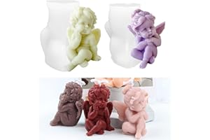 ZAKVOOR 2 Pcs Angel Shape Candle Mold Valentine's Day Resin Casting Silicone Mold for DIY Aromatherapy Candles Wax Plaster Polymer Clay Decoration