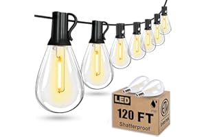 Tenmiro 120FT Outdoor String Lights, Ultra Long Waterproof 30+2 Edison Shatterproof Bulbs Led Outside Patio Lights for Porch Deck Garden Backyard Balcony Wedding Party Decor