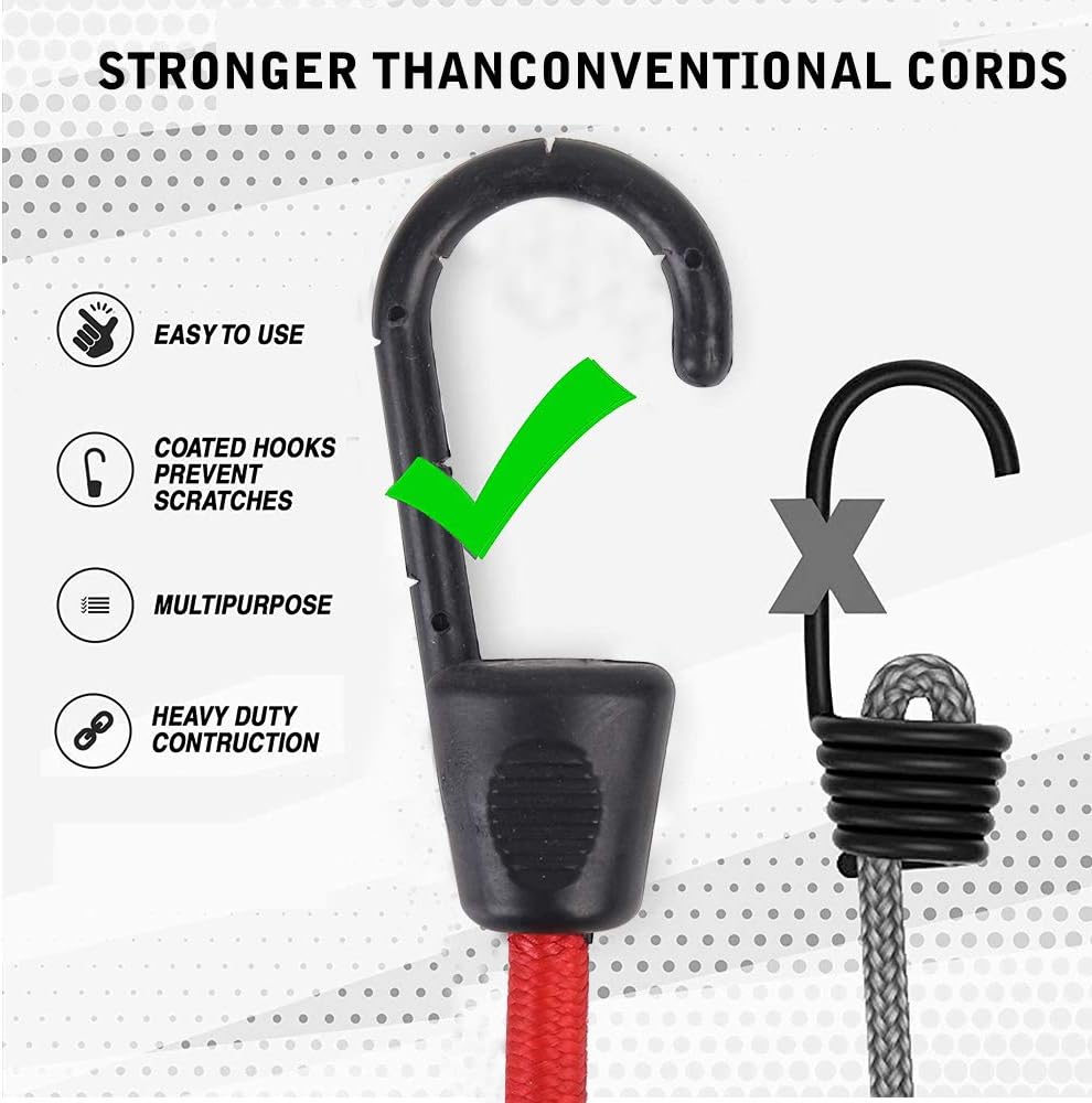 XSTRAP 40PK 19-Inch Red Bungee Cords - - 