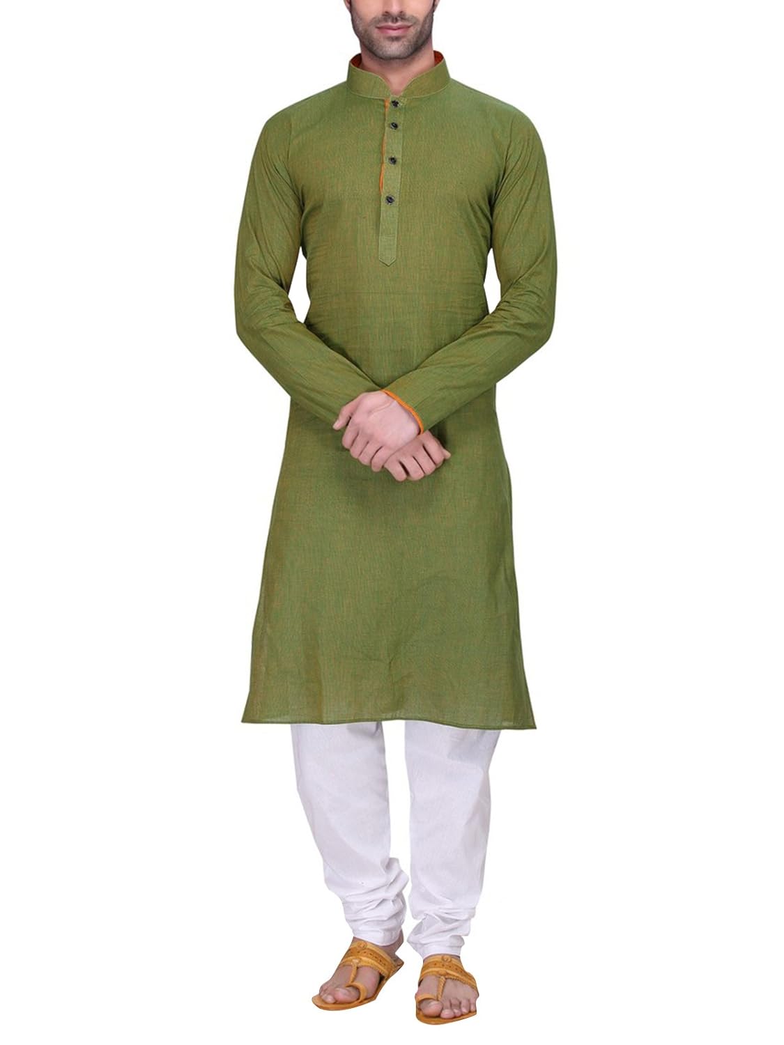 rg designers men's full sleeve kurta pyjama set avdoublehandloom-green