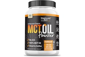 Intentionally Bare Organic MCT Oil Powder - Zero Net Carbs & No Grit MCT Powder for Body & Brain - Vegan MCT Creamer for Coffee, Tea, Shakes, Smoothies & Baking with 70% C8 & 30% C10 - Unflavored