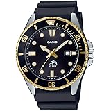 Casio Men's Diver Inspired Stainless Steel Quartz Watch with Resin Strap, Black, 25.6 (Model: MDV106G-1AV)