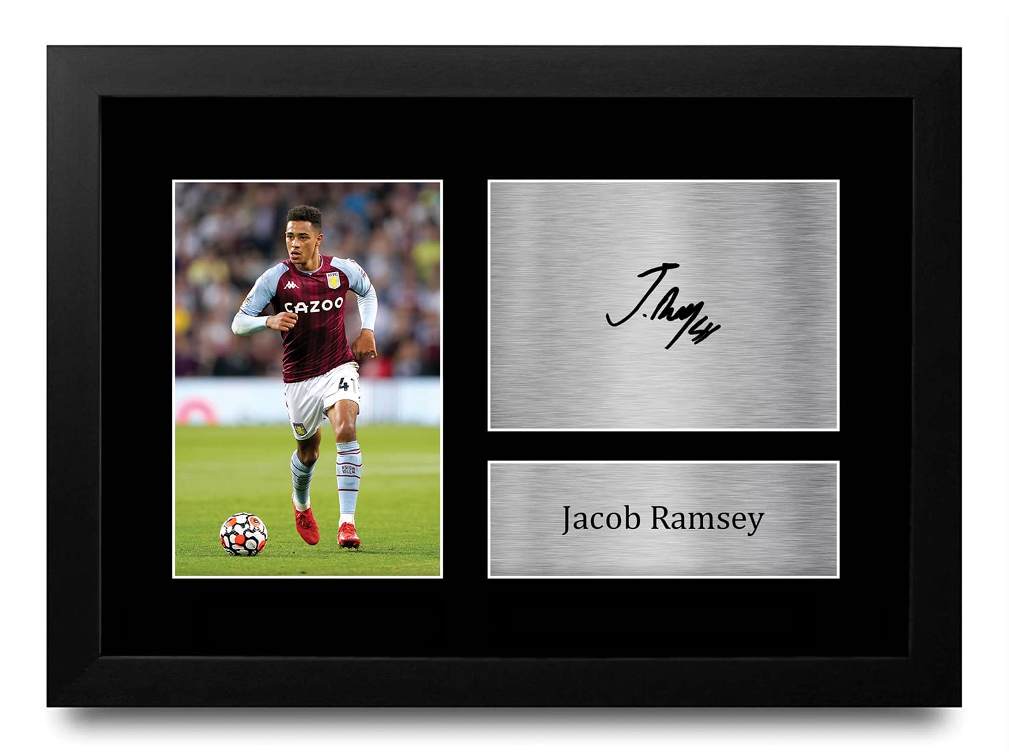 HWC Trading FR A4 Jacob Ramsey Aston Villa Gifts Printed Signed Autograph Picture for Football Fans and Supporters - A4 Framed