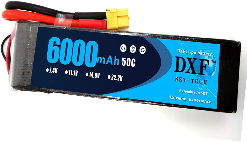 DXF 7.4V 6000mAh 75C 2S 50C Max100CGrade A Li-Poly Lipo Battery with TRX Plug for RC Model Car Boat Truck Buggy (1PCS 2S 7.4V 6000mah 50C XT60 Plug)