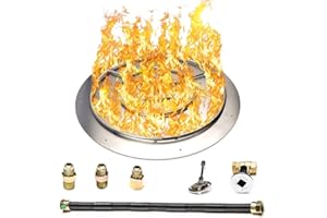 Dreffco Fire Pit Burner Pan & Ring - Works with Natural Gas - Stainless Steel Fire Pit Burner Kit 36-Inch Pan, 30-Inch Ring - 250,000 BTU Max