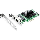 Gigabit Dual NIC with Intel 82576 Chip, 1Gb Network Card Compare to Intel E1G42ET NIC, 2 RJ45 Ports, PCI Express 2.1 X1, Ethernet Card with Low Profile for Windows/Windows Server/Linux