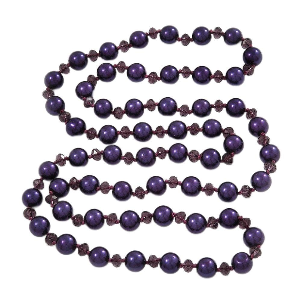 Avalaya Purple Bead Long Necklace/110cm L
