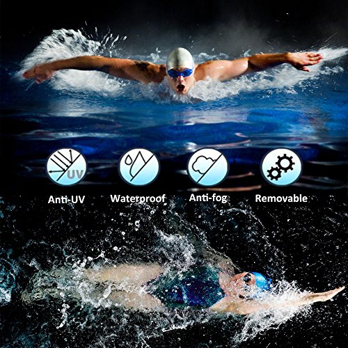 Swimming Goggles, Spanla Professional Swim Goggles Anti Fog UV Protection No Leaking for Men Women Kids Swim Goggles with Nose Clip, Ear Plugs and Protection Case (Black) - Thumbnail 5