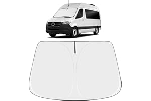 Proadsy 2025 Upgrade Windshield Sun Shade Custom Fit Sprinter, Freightliner Cargo Crew 2007-2025 4-Layer Foldable Front Sunshade Protector Sun Visor Blocks UV Rays Keep Car Cooler