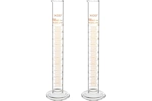 XCD Graduated Measuring Cylinder, 2-Pack Borosilicate Glass Cylinder for Lab Graduated Cylinder, 100 ml