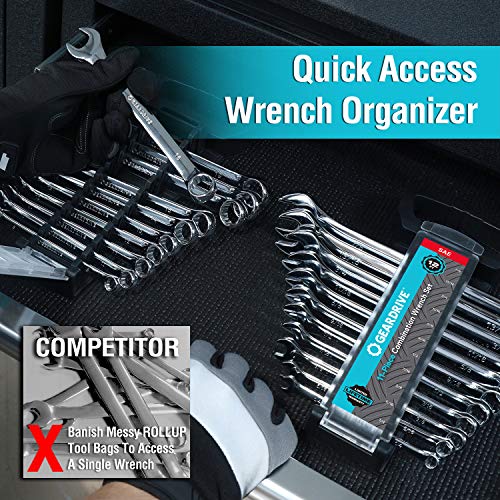 GEARDRIVE 22-piece Combination Wrench Set, Inch/Metric, with Plastic Tray - Thumbnail 5
