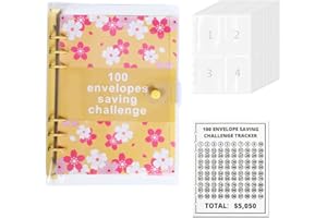 TAYASH 100 Envelope Challenge Binder | Easy and Fun Way to Save $5,050 - Savings Challenges Binder, Budget Binder with Cash Envelopes for Budgeting Planner & Saving Money (Color : Yellow)