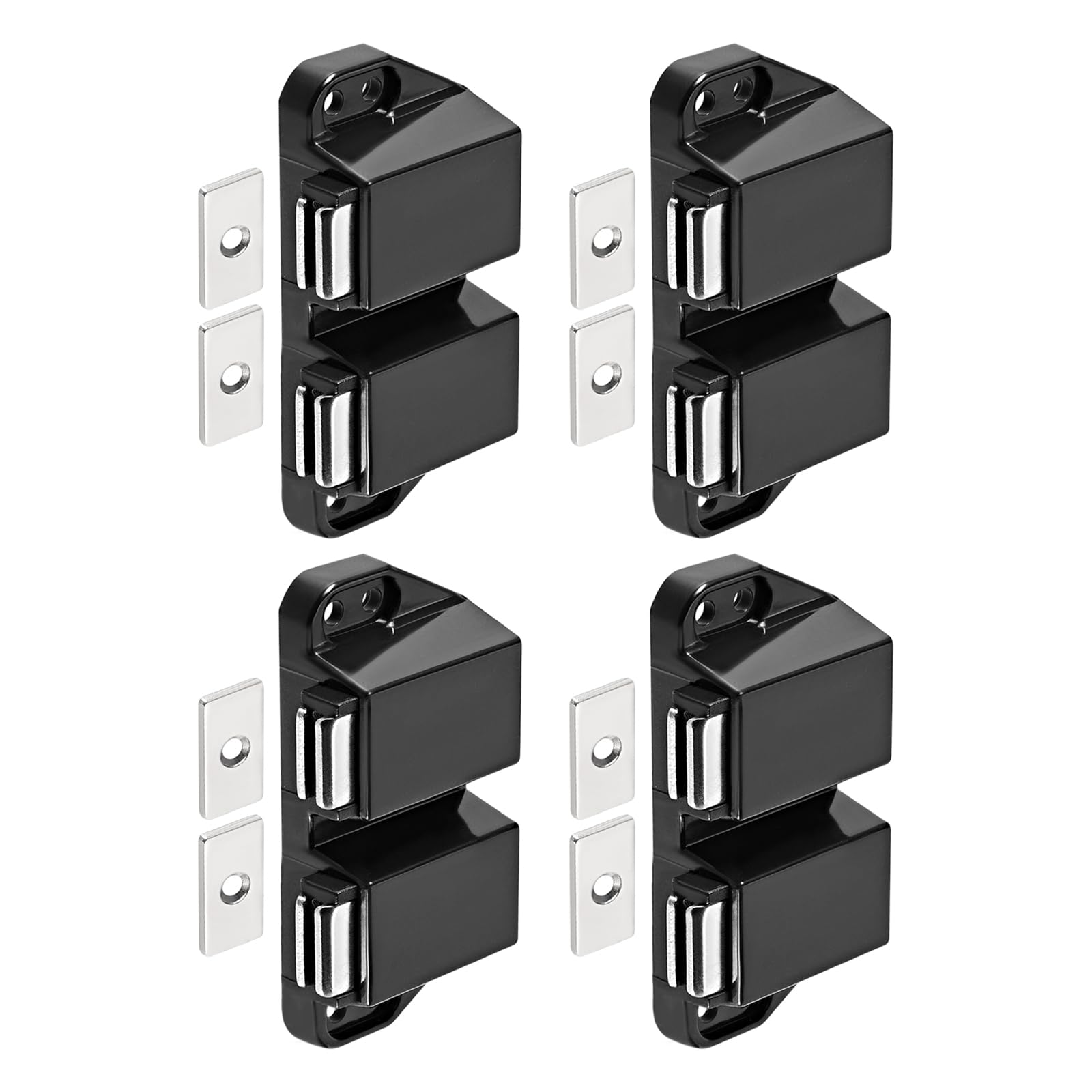 DTGN 35x69mm(LxW) Magnetic Touch Latch - 4 Pack - Good for Kitchen Cupboard Drawer Furniture - Plastic Catch Magnetic Push Open Latch - Black