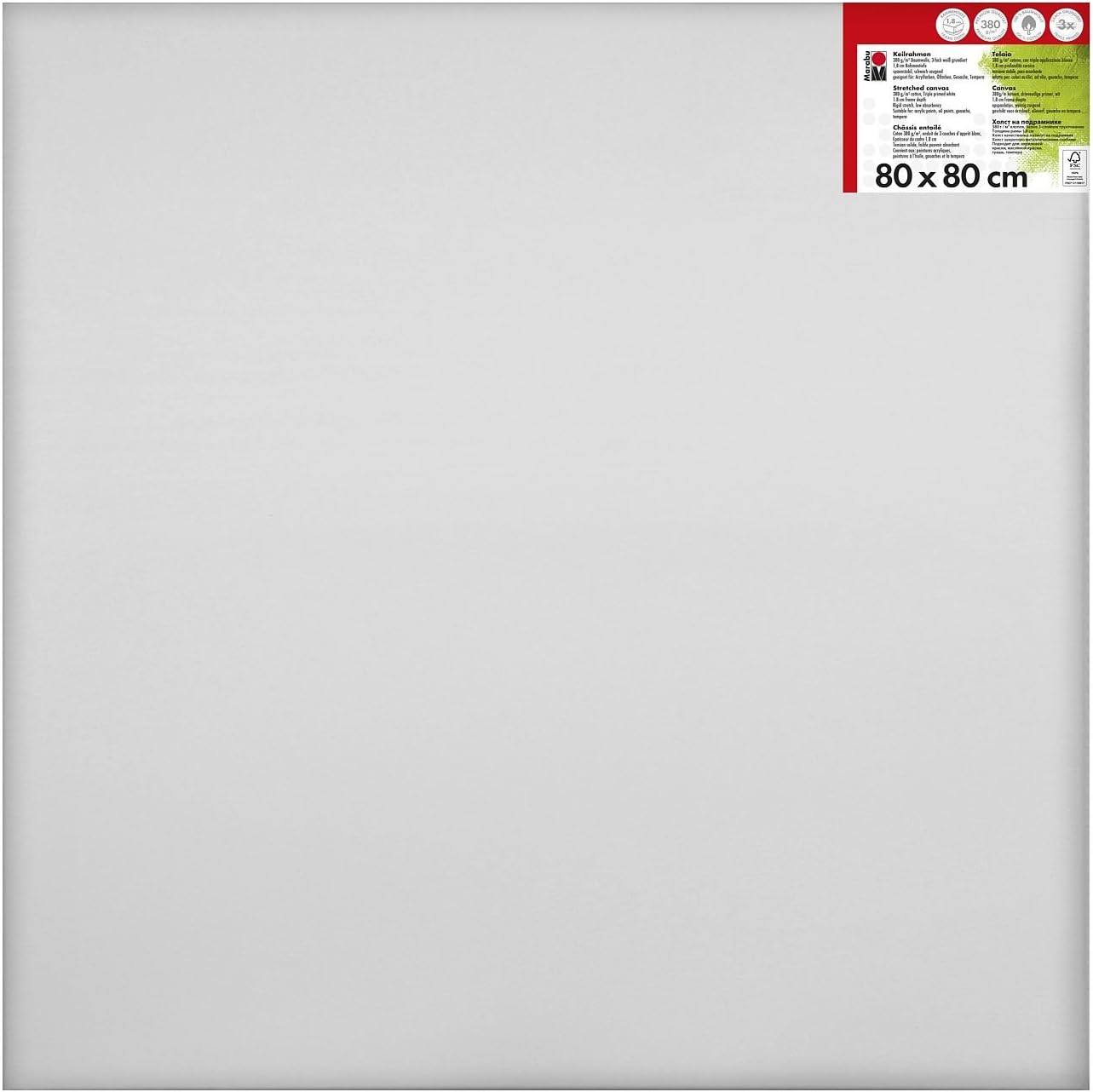 Marabu - 161600102 Stretcher Frame 100 x 100 cm, White, 80 x 80 cm