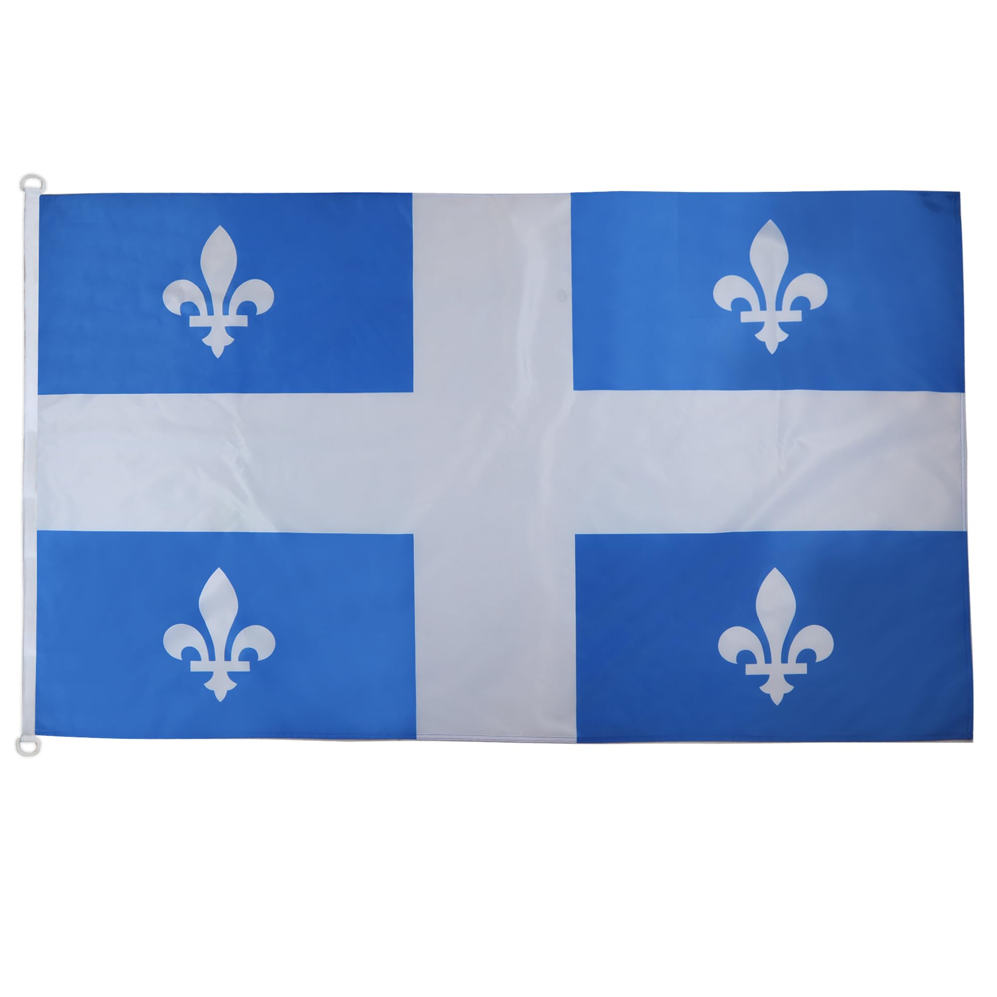 AZ FLAG - Quebec Flag - 3x5 Ft - For Outdoor - Canadian region of Quebec Banner Knitted Polyester with Two Plastic Rings - Fade Resistant - Vivid Colors - 3' x 5' Feet - 150x90 Cm