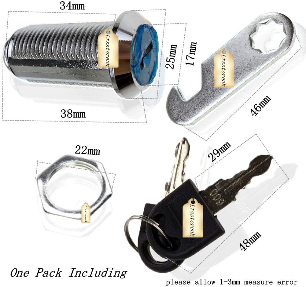 Ltsstoreuk 5Pack Security Mailbox Lock Cabinet Drawer Cupboard Cam Lock 30Mm with 10 Keys, Each Lock with Same Key - Image 3