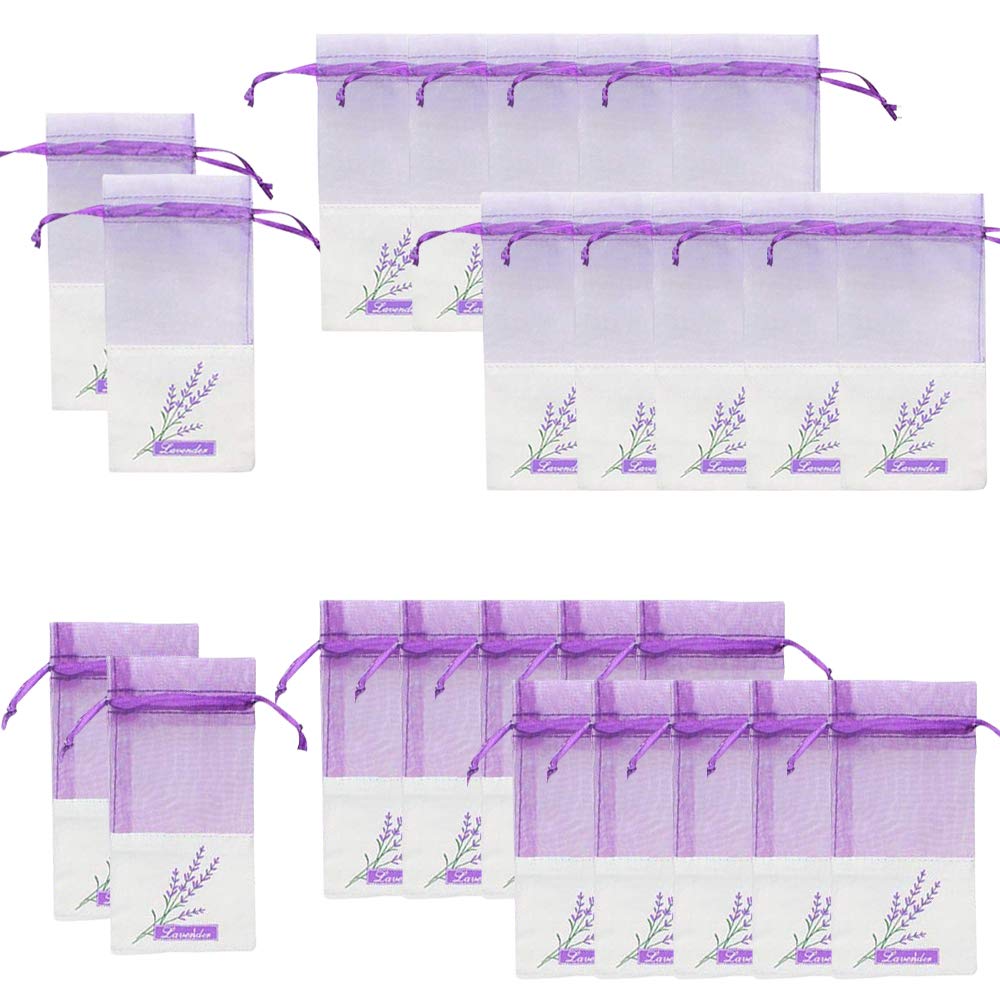 Geila 24pcs Sachet Empty Bags Purple Drawstring Gauze Cotton-ramie Sacks for Lavender, Spice and Herbs