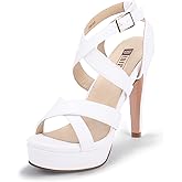 IDIFU Women's Dress Platform High Heels Strappy Heeled Sandals Open Toe Ankle Strap Shoes for Women Wedding Bridal Homecoming