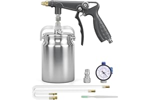 Undercoating Spray Gun with Suction Feed Cup, 360° & Straight Spray Hoses, for Truck Bed Liner Coating, Rubberized Undercoat,