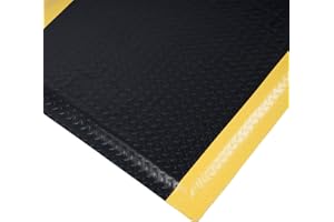 Nisorpa Anti Fatigue Mats Industrial 3' x 5' 15/16" Thick Ergonomic Standing Floor Mat Kitchen Mat for Standing Heavy Duty Commercial Diamond Plate Border Safety Mat Support for Leg & Back Pain