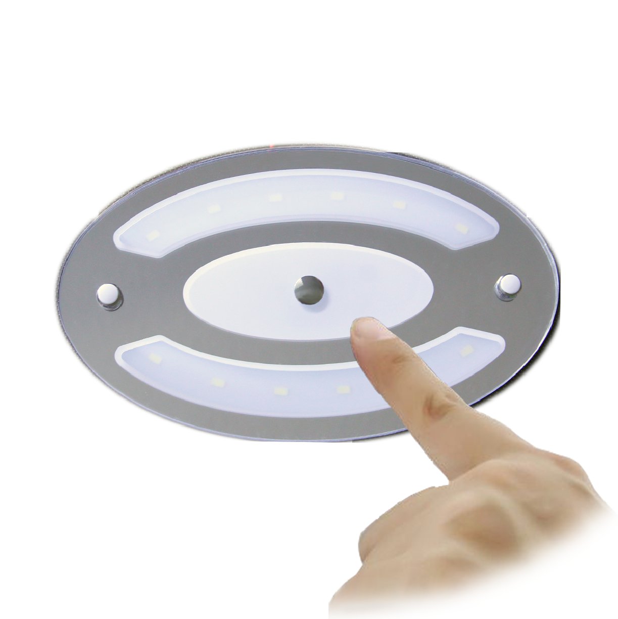 lighteu, 12 V 5.2 W Two Colour (warm White/Blue) panel light, Building LED Ceiling Light with Touch Switch and Touch Dimmer for Boat, Yacht, and Caravan, Motorhome, OS20