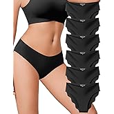 Derisaly Seamless Low-Rise Underwear for Women Invisible Briefs No Show Bikini Panties Wave Edge Hipster Stretch Fit 6Pack