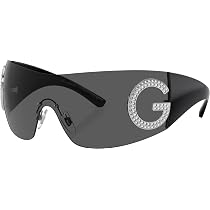 Amazon.com: Dolce & Gabbana Women's Shield Sunglasses, Black/Dark ...