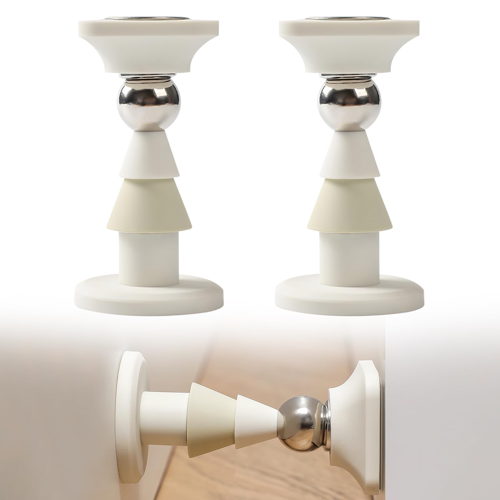2 x Door Stopper, Door Stopper, Magnetic Door Stopper, Floor Door Holder, Door Stopper, Floor Sticking, Heavy Door Stopper, Stainless Steel Door Stopper, Magnetic Door Holder, Door Stop (White)